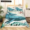 Teal Comforter Cover King Queen Ocean Spanish Mackerel Duvet Cover Nautical Underwater World Marine Life Polyester Bedding Set