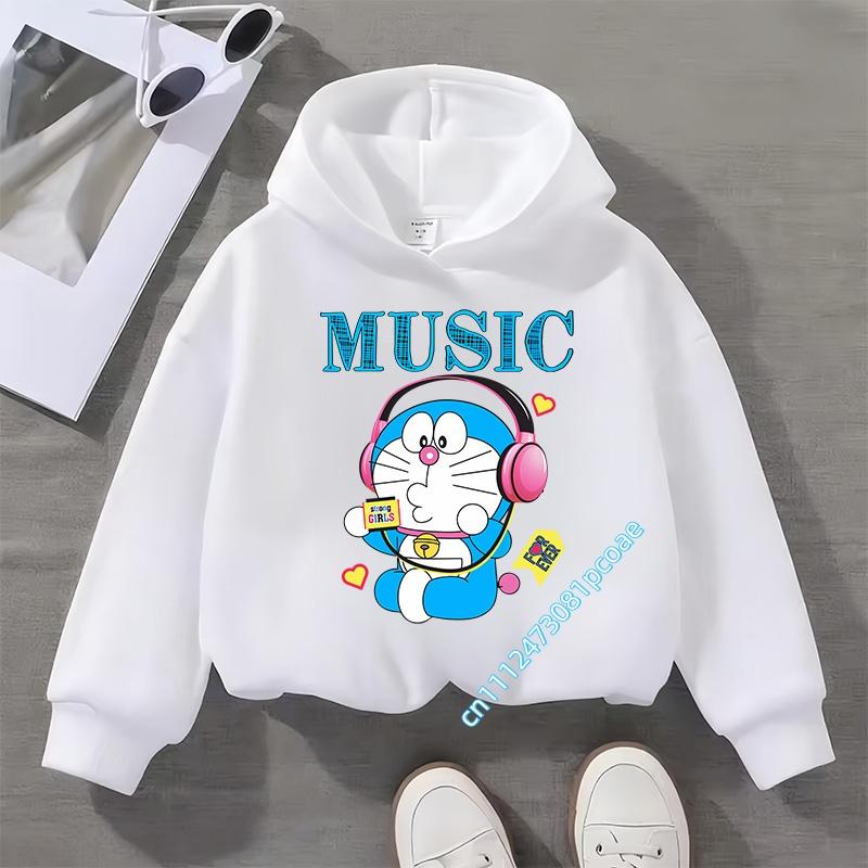 Doraemon children's hooded sweatshirt for boys, girls' casual top with cartoon print,long-sleeved,suitable for autumn and winter