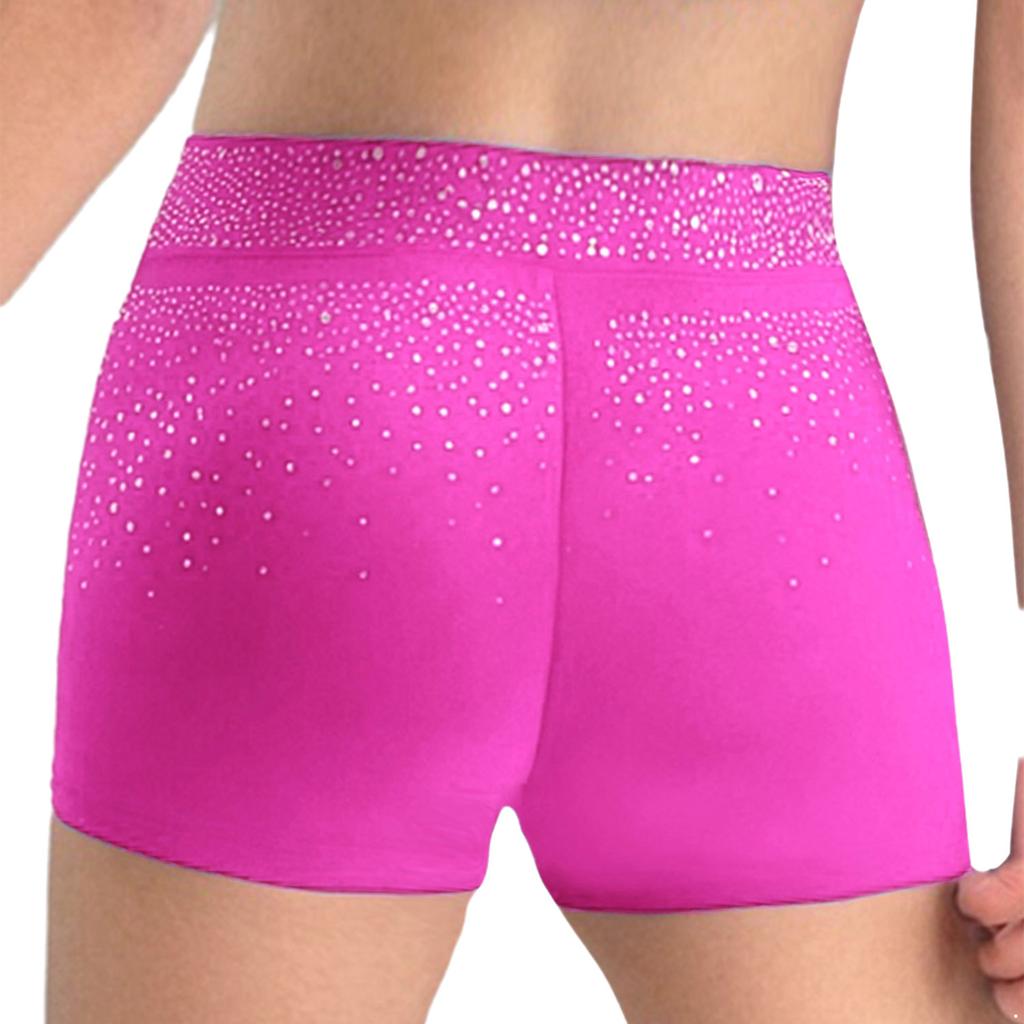Mädchen Funkelnde Strasssteine Shorts V-Form Elastischer Bund Eiskunstlauf Tanz Gymnastik Akrobatik