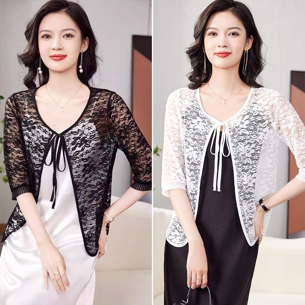 Breathable Summer Women's Cardigan Tie Up Sun Protection Clothing Extra Large Mesh Shawl  for Women