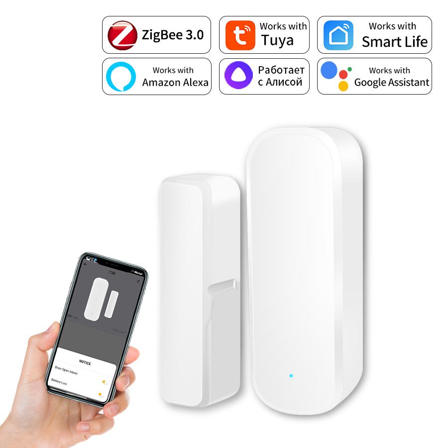 Tuya WiFi Zigbee Door Window Magnetic Sensor Smart Home Automation Module Door Detector Security Burglar Alarm Alexa Google Home