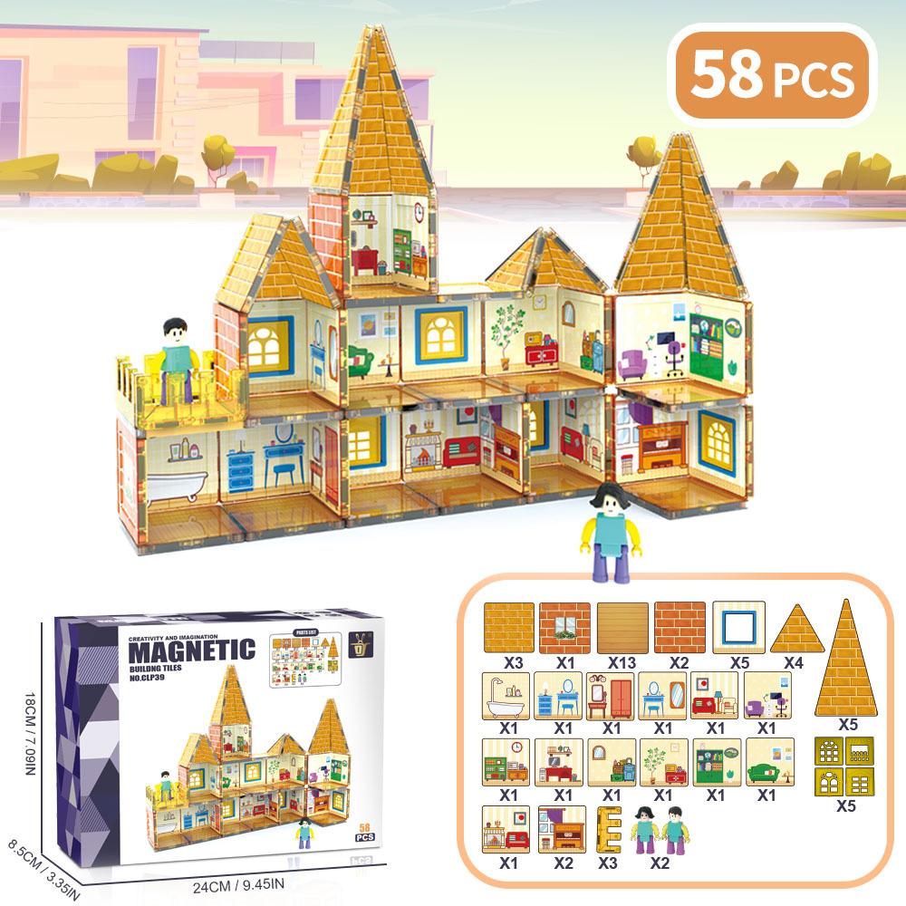 

Children S Castle Villa Magnetic Sheet Building Block Colored Window Magnetic Magnetic Attraction 3 To 6 Years Old Boys And Girls Assemble Toys