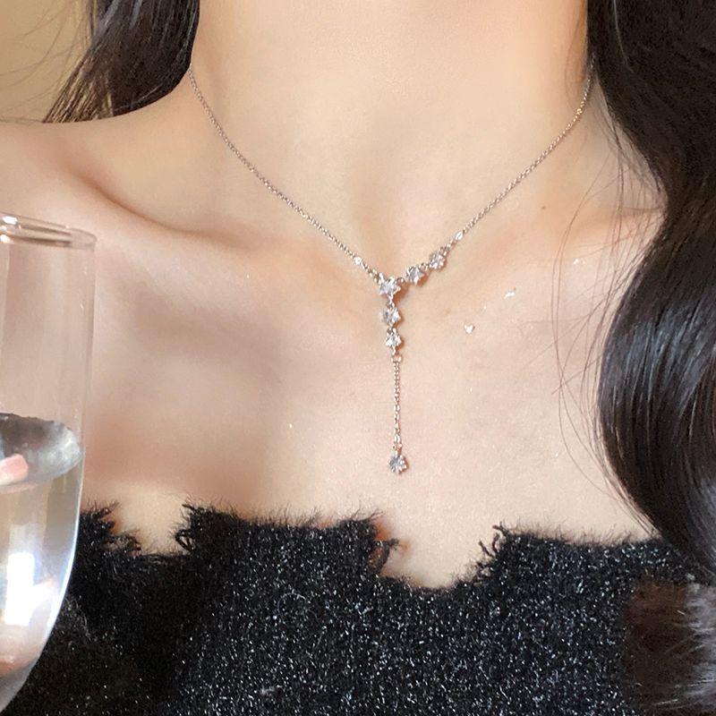 

Women s Star Zircon Pendant Jewelry Silver Necklace Star Zircon Tassel Necklace