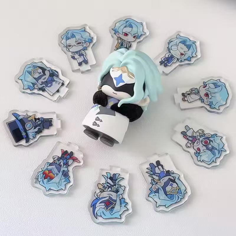 10Pcs/set Game Fatui Il Dottore Zandik The Doctor Cosplay Standing Plate Acrylic Figure Stand Desktop Decoration Ornament Prop
