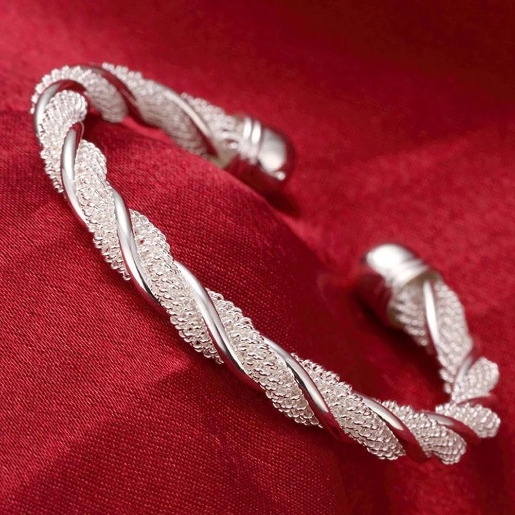 Bracciali Trendy in Argento 925 Braccialetto Charms Carini Aperti per Donne Gioielli di Moda Regolabile Dimensioni Bracciale Manicotto Festa di Matrimonio