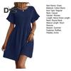 Summer Mini Dress Ruffled Short Sleeves O Neck Pleated A-line Dress Pure Color Loose Hem Dress for Dating Shopping Travel