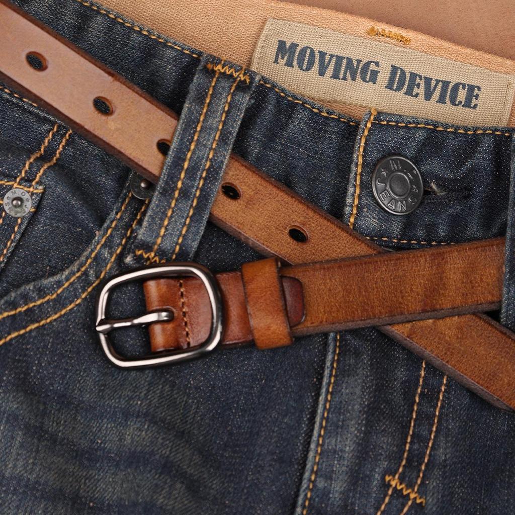 Women's Premium Cowhide Leather Belt with Pin Buckle - Handmade & Soft