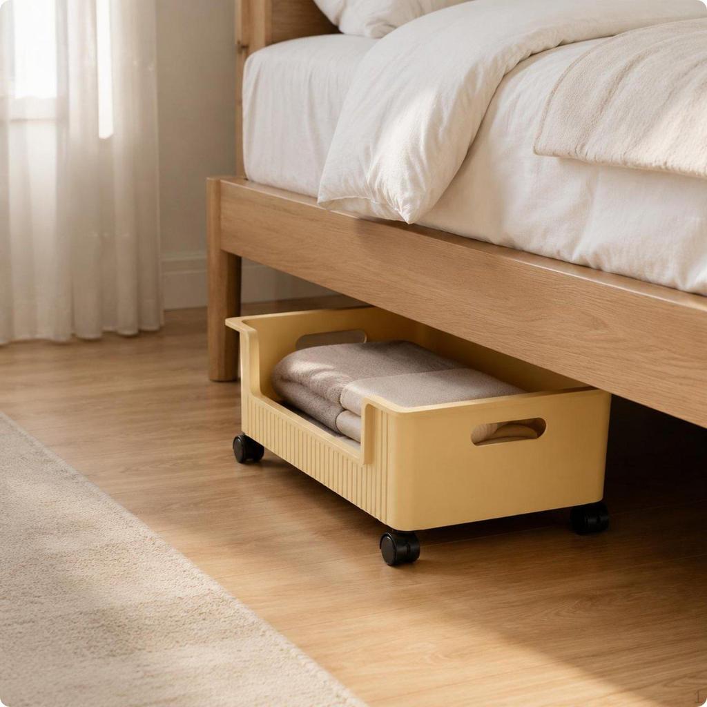 2 Stück Rollbarer Unterbett-Organizer mit Rädern Schubladenbehälter Leicht zu bewegen Unterbett Kleidung