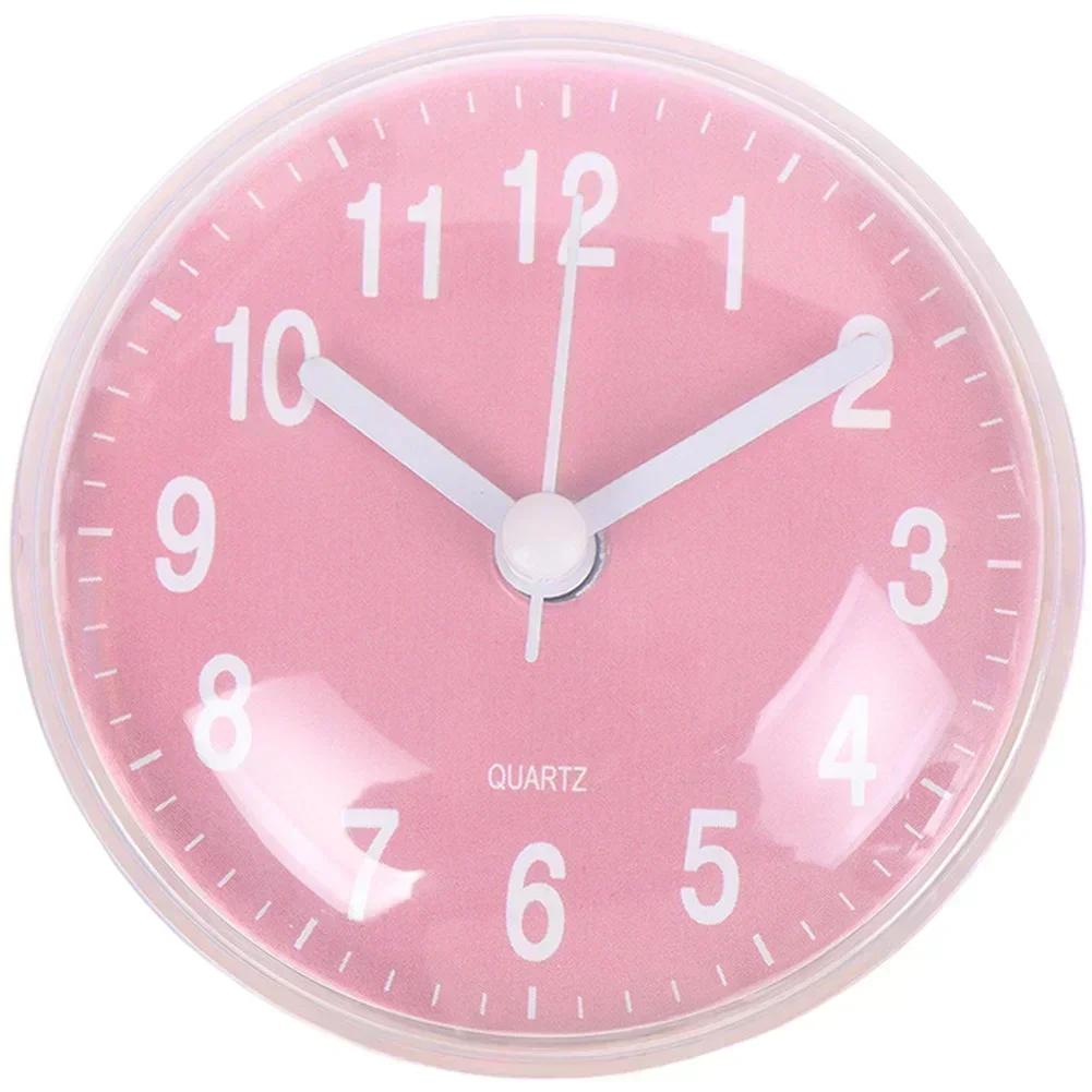 Quartz Wall Clock 7CM Mini Size with Suction Cup Mount Waterproof Anti Fog for Bathroom Kitchen Desk with Clear Numeric Display