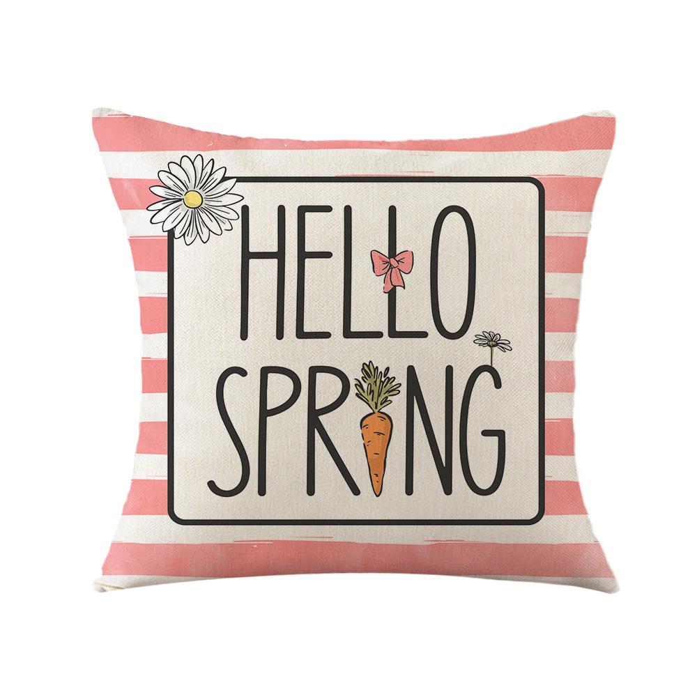 Pillow New Linen Print Pillowcase Ins Plant Watercolor Pillowcase Easter Decorative Pillowcase