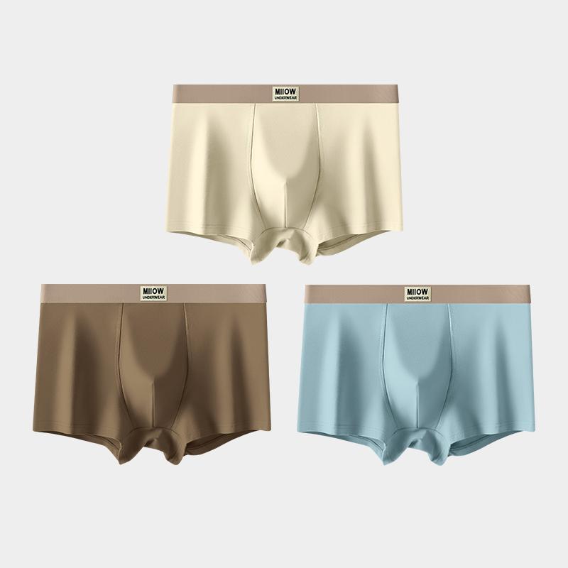 MiiOW 3Pcs Men's Underwear Graphene Antibacterial Underwear Soft and Comfortable Cotton Underwear Ice Silk Flat Corner Underwear L-5XL