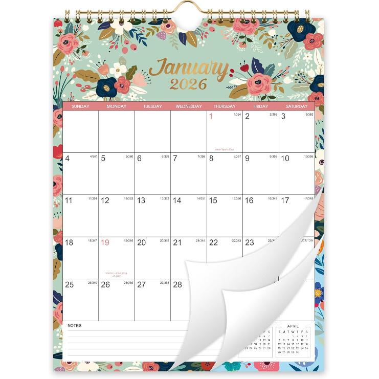 2026 Calendar - JAN 2026 - DEC 2026 Wall Calendar, 12 Month Wall Calendar 2026, 8.5" X 11", Twin-Wire Binding + Hanging Hook + Large Blocks with