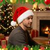 Thick Warm Santa Hat Christmas Hat, Flannel Plush Holiday for Adults, Soft Thickened Celebration Headwear Red White Velvet Cap Parties Thanksgiving