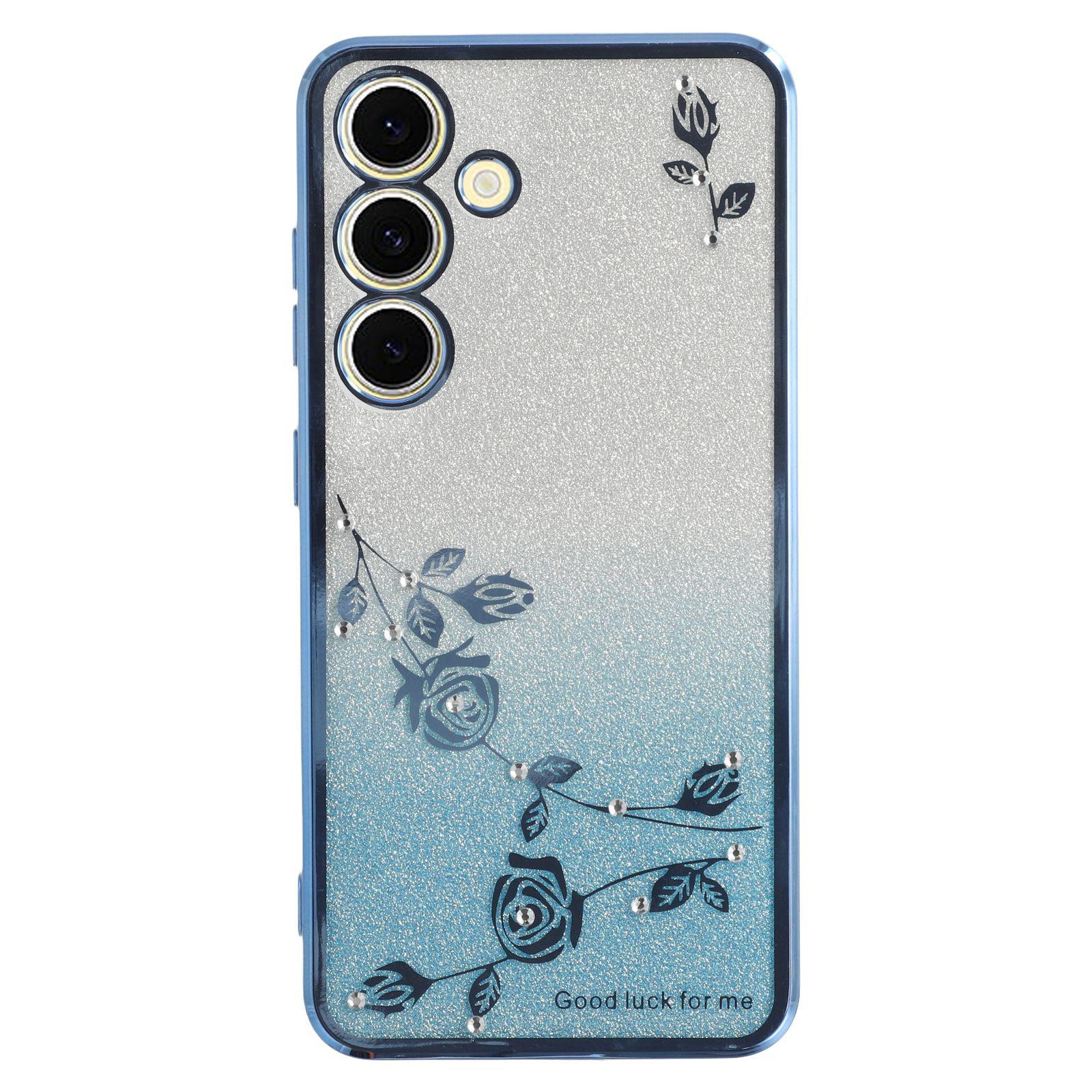 

KADEM For Samsung Galaxy S25+ Case Flower TPU Flexible Gradient Phone Cover Blue