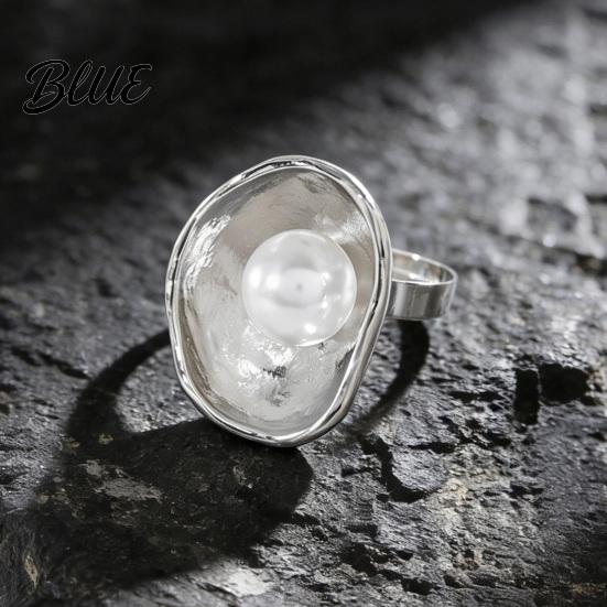 Mixed Metal Statement Ring Finger Imitation Pearl Embellishment Artistic Irregular