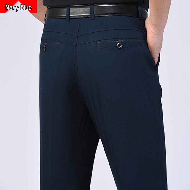 Pantalones de Algodón Rectos Sueltos de Cintura Alta para Hombre de Verano para Personas de Mediana Edad y Mayores