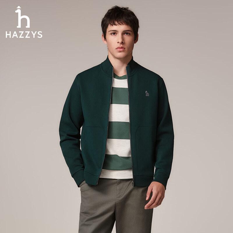 HAZZYS Men's Liquid Ammonia Stand Collar Knitted Jacket