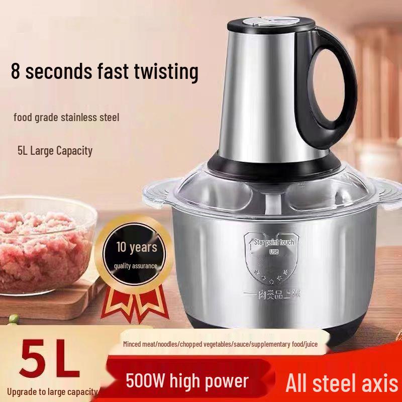 Five-Piece Electric Garlic Masher & Meat Grinder Set with Rechargeable Knife and Multi-Function Sauce Maker