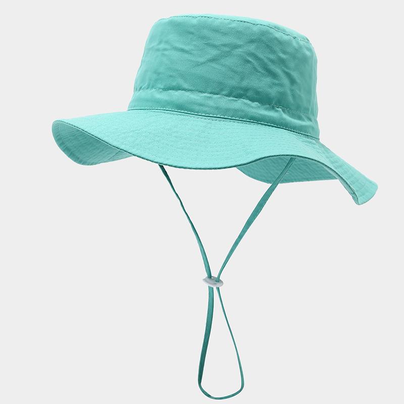 

Summer Outdoor Bucket Hat Uv Protection Wide Brim Sun Hat With Windproof String Breathable Cotton Hat For Hiking Fishing Adult (52-56CM) небо синє кольору
