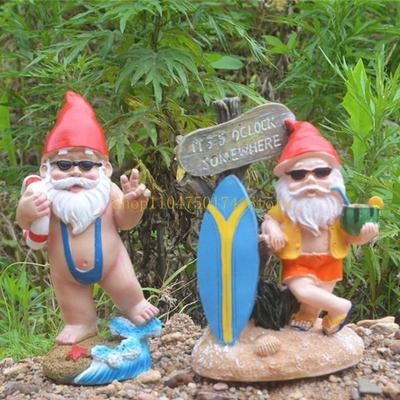 Hilarious Resin Garden Gnome Sculpture In Mankini Life Ring Outdoor Decoration Top Sale