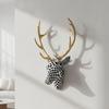 3D Deer Head Wall Sculpture with Antlers Modern for Entryway