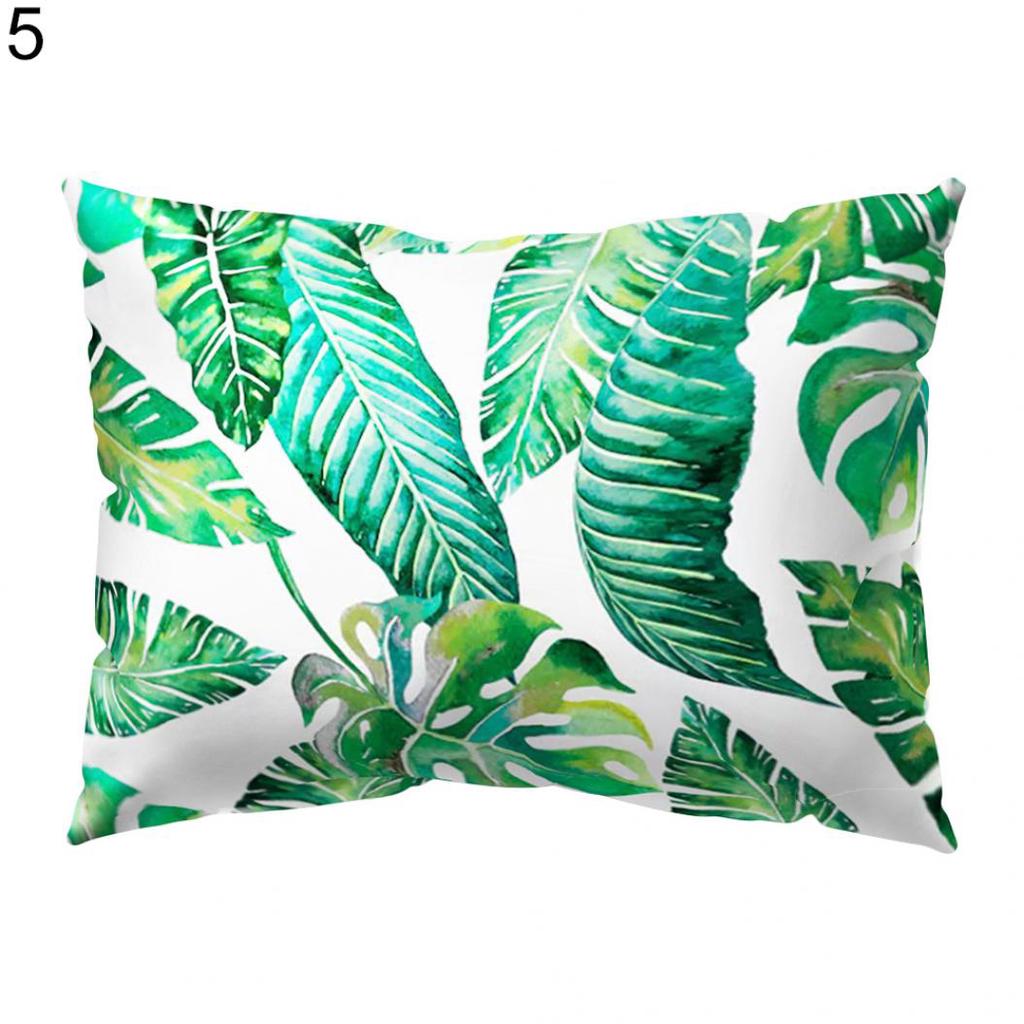 Tropical Green Leaves Rectangle Pillow Case Cushion Cover Sofa Home Decoration