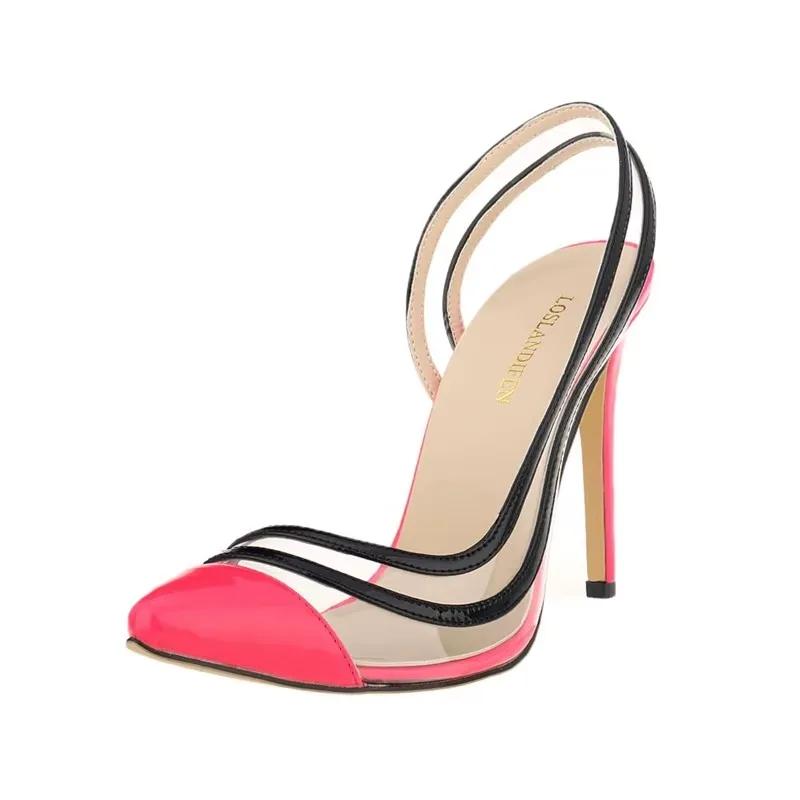 Women Sandals Pumps 11cm Transparent PVC Sexy High Heels Pointed Toe Stiletto  Summer Party Dress Wedding Shoes Plus Size 42