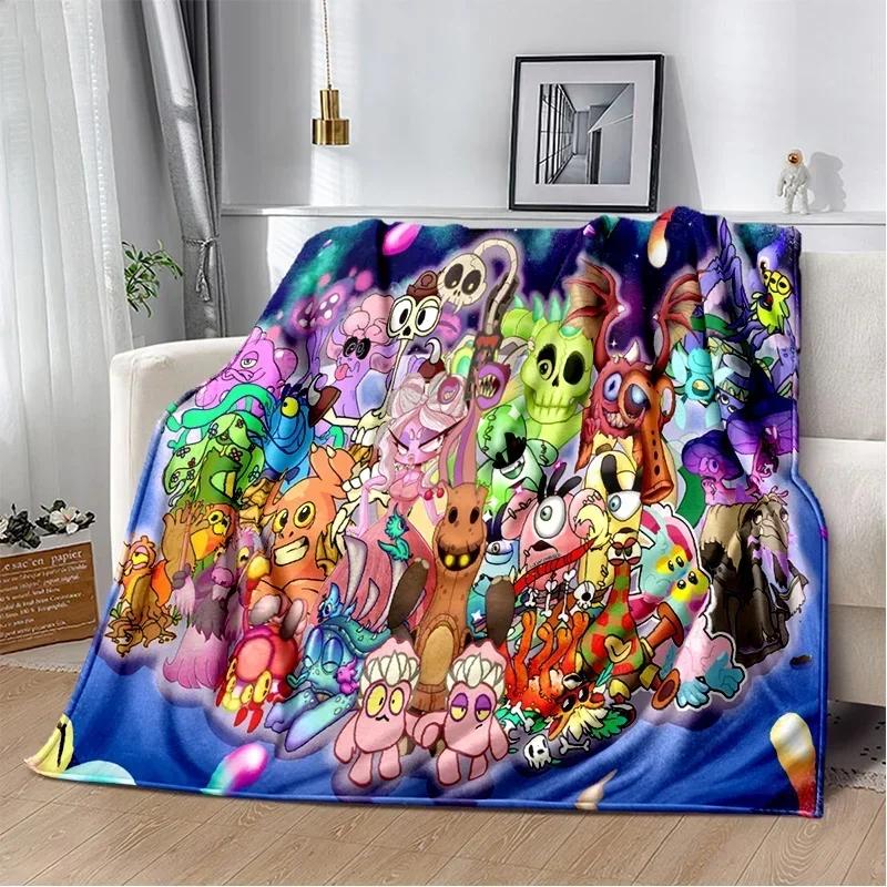 My Singing Monsters Videospiel-Cartoon-weiche Plüschdecke, Flanelldecke, Überwurfdecke für Wohnzimmer, Schlafzimmer, Bett, Sofa, Picknick