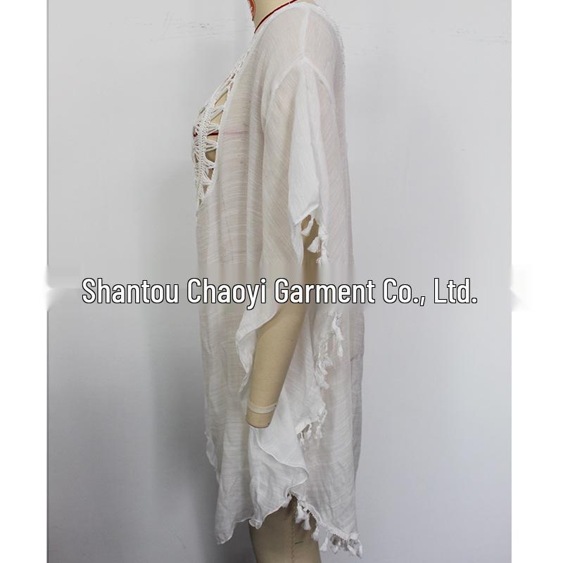 Hand-Crocheted European & American Beach Tassel Cover-Up Dress