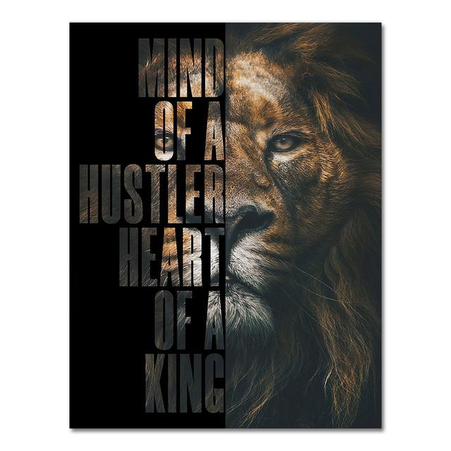 Wild Lion Letter Motivational Quote Art Posters and Prints On Canvas Painting Decorative Wall Art Picture for Office Home Decor No Frame