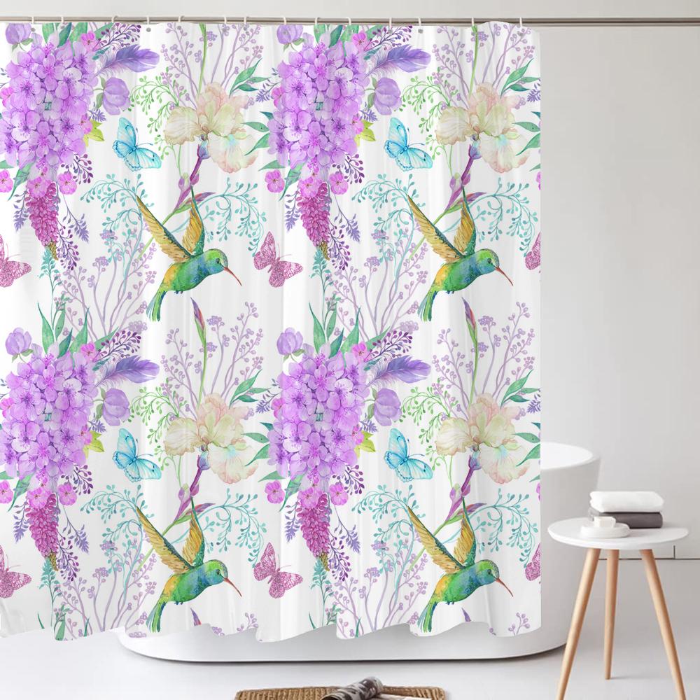 Small Fresh Plant Cactus Leaves Print Shower Curtain Polyester Fabric Bath Curtain With Hooks Curtains For Bathroom Decoration