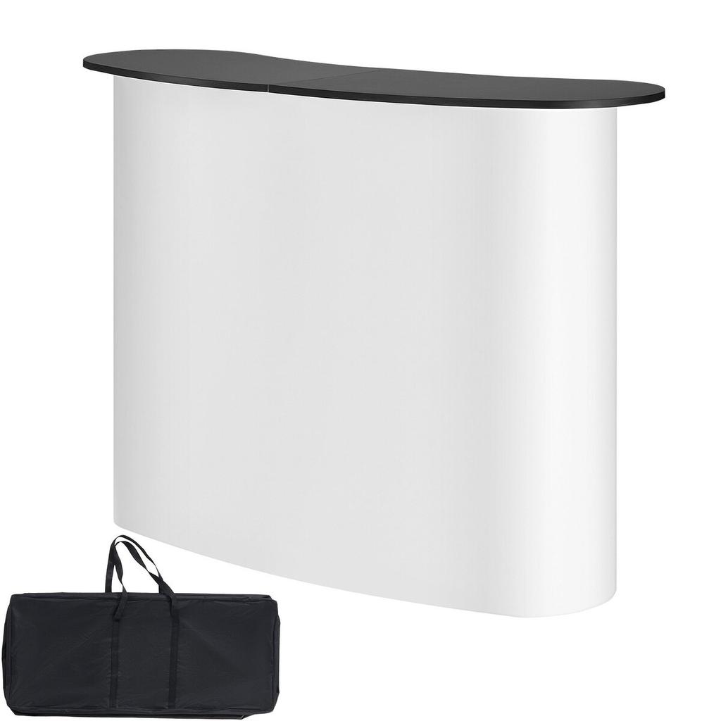 Portable Tradeshow Podium Table, 51.18" X 18.31" X 37.4", Display Exhibition Counter Stand Booth Fair with Wall, Foldable Promotion Retail Bar Table