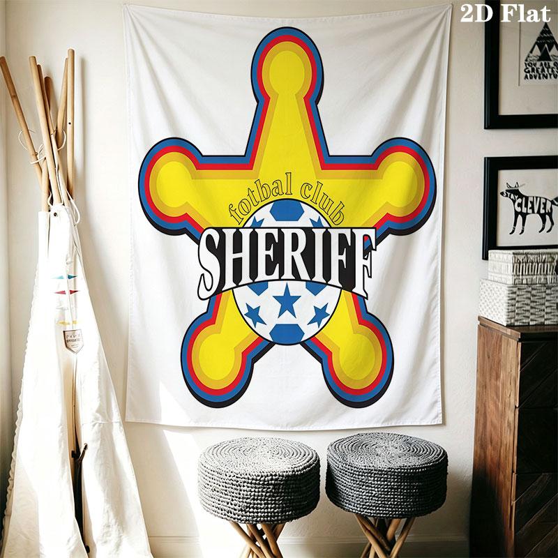 FC Sheriff Wall Hanging Printed Fabric Blanket Decorative Tapestries for Bedroom Living Room Home Decor