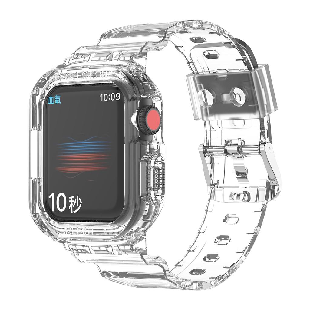 For Apple Watch Series 8 7 45mm/6 5 4 SE SE (2022) 44mm/3 2 1 42mm Smart Watch Band TPU Wrist Strap Replacement with Protective Watch Case