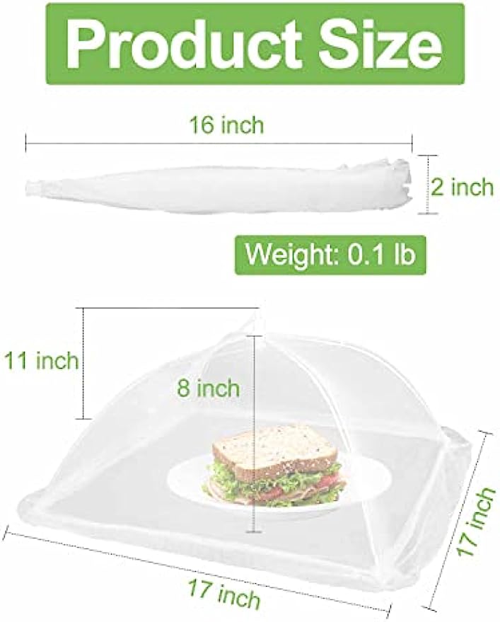 Buy Large Food Cover,6 Pack Mesh Food Tent,17"x17",White Nylon Covers