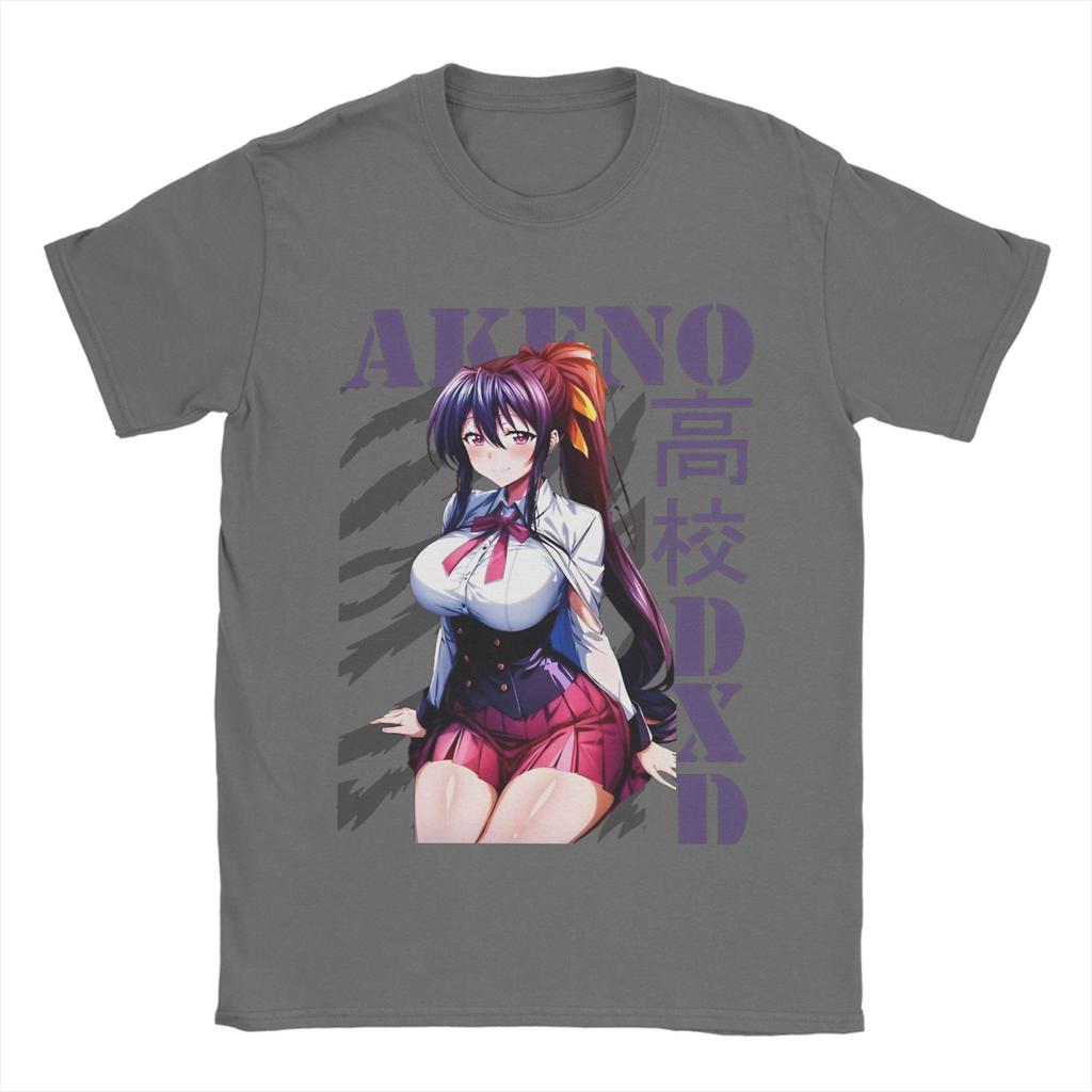 High School DxD   Men's T Shirts Akeno Novelty Tee Shirt Short Sleeve Crewneck T-Shirts 100% Cotton Plus Size Tops