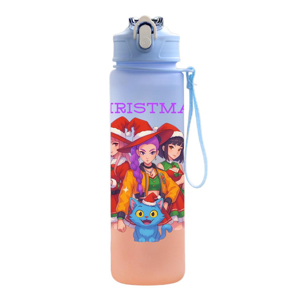 750Ml Water Bottle Anime Christmas K-Pop Demon Hunters Printed Large Capacity Drinking Cup Portable Outdoor Sports Water Cup Children Kid Gift