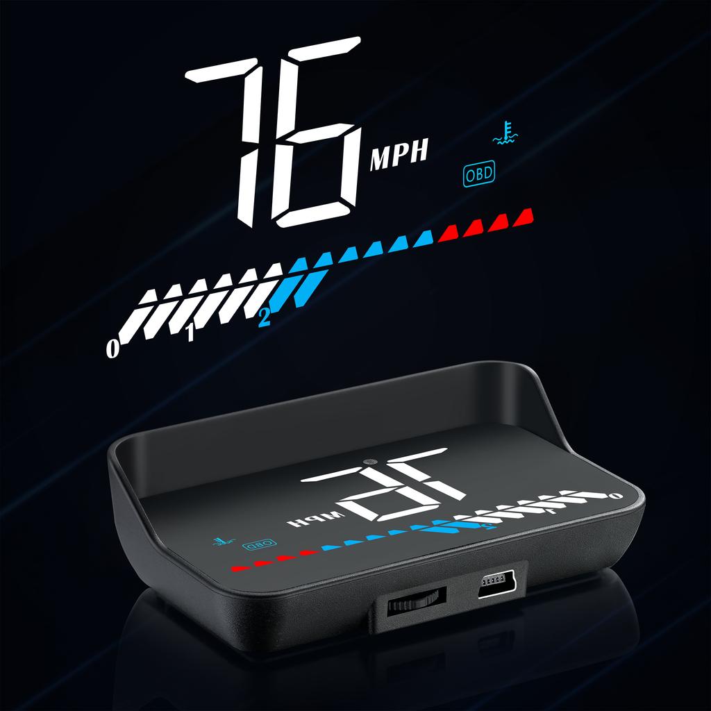 OBD2 + GPS Head Up Display Car HUD Windshield Projector Smart Digital Gauge KMH MPH Speedometer Engine RPM Instant Voltage Meter