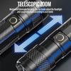 Torcia laser bianca ad alta potenza LED con zoom per esterni, multifunzionale, lampeggiante, ricaricabile, con luce forte, P50.