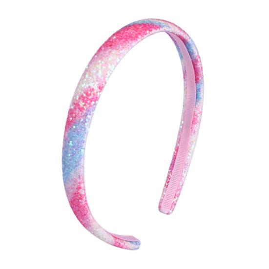 Bandeau pour fille avec peigne à dents lisses et arc anti-glisse Couleur dégradé arc-en-ciel Décoration Cœurs Étoiles Serre-tête