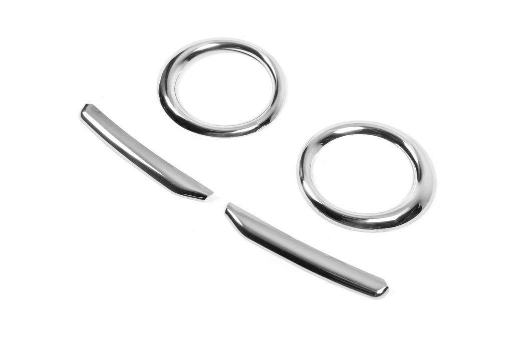 Fringing Foglights with Stripes (2010-2015, 4 Pieces, Stainless Steel) Carmos - Turkish Steel for Fiat Doblo II