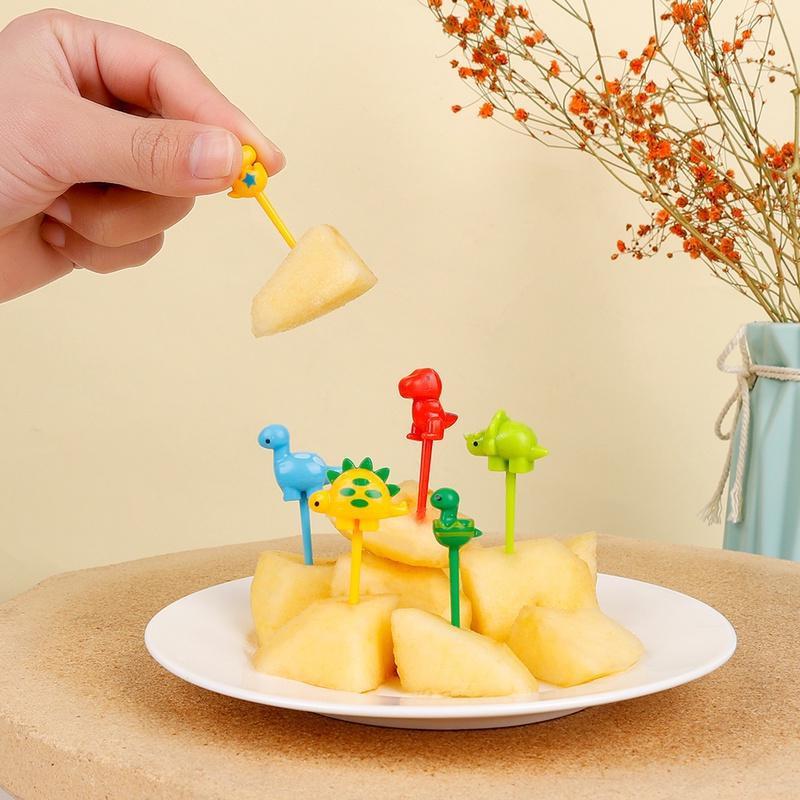 6/12/18pcs Cute Dinosaur Fruit Fork Toothpick Lunch Salad Decoration Accessories Cake Picks Kids Snack Dessert Decoration Forks