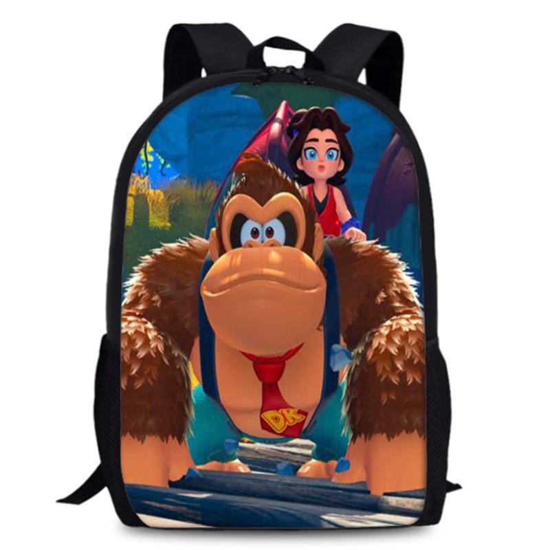Donkey Kong Bananza Childrens School Backpack With Oxford Fabric For Kids Education