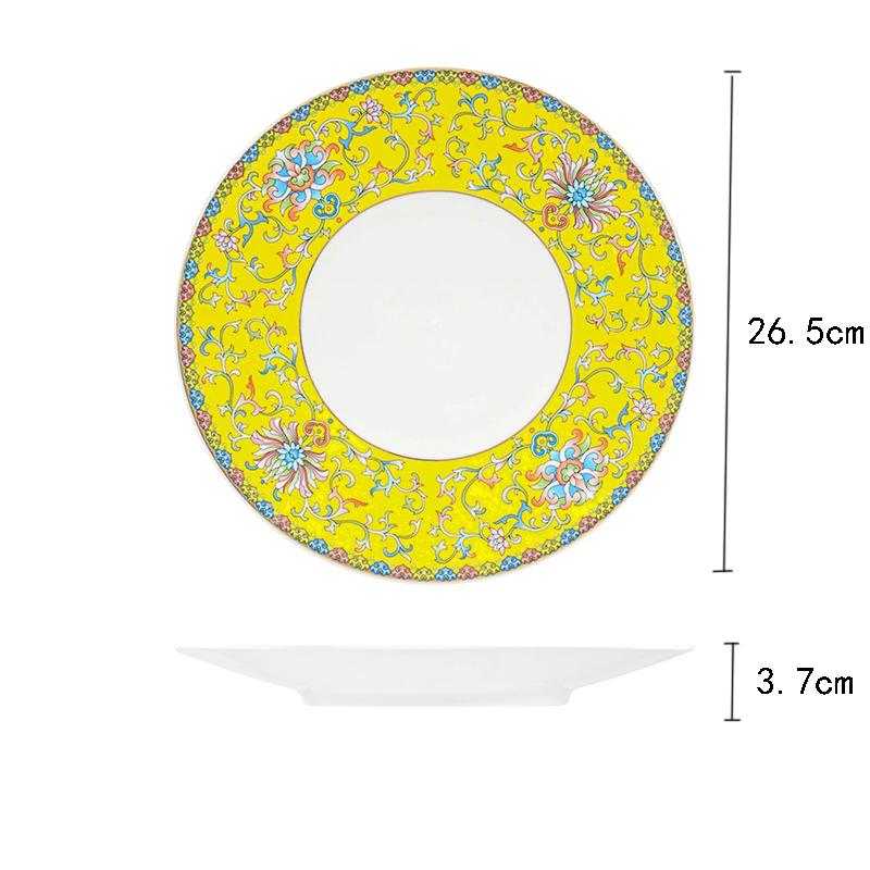 Keramikteller im Retro-Palaststil, kreativer runder Steak-Dessertteller, Luxushotel, exquisite Speiseteller, Haushaltsgeschirr