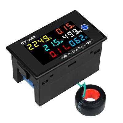 Medidor digital monofásico multifuncional com tela LCD, tensão CA, frequência de energia atual