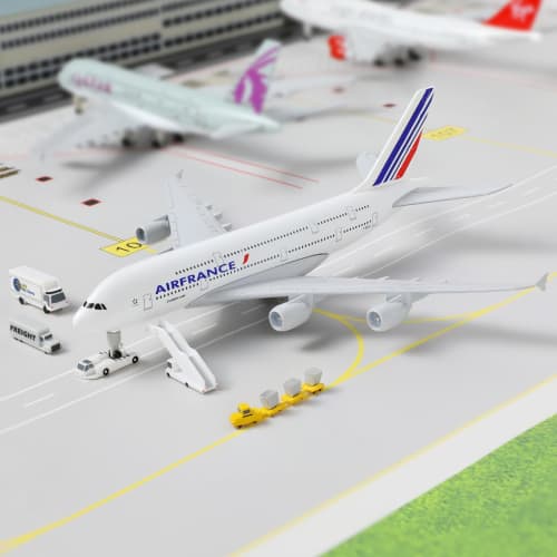 QIYUMOKE A380 France 1/300 Diecast Metal Airplane Model - A380 Sky Jumbo A380 Model Airplane with Stand (7.5" Long) for Aviation Enthusiast Gift or Di
