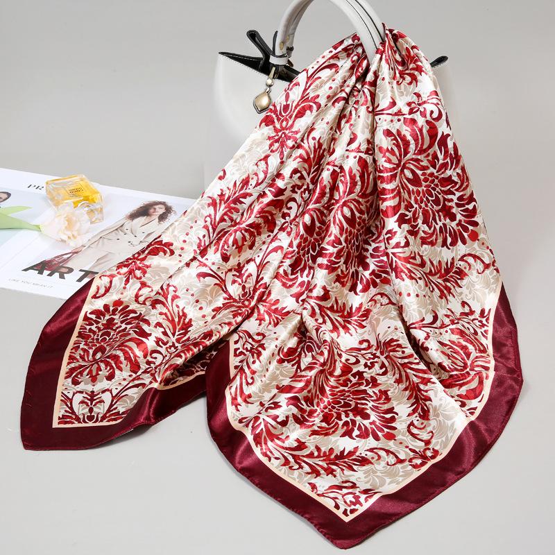 90 Square Scarves, Silk Scarves, Women's New Spring and Summer High-end Sense Versatile, Thin Scarves, Shawls Outside