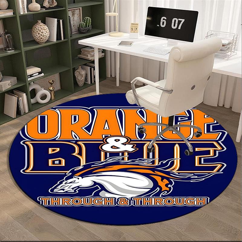 Denver Broncos Round Rug for Livingroom,Bedroom, Palyroom, Chair Rug, Area Rug, Circle Carpet, Large Size Fan Christmas Gift