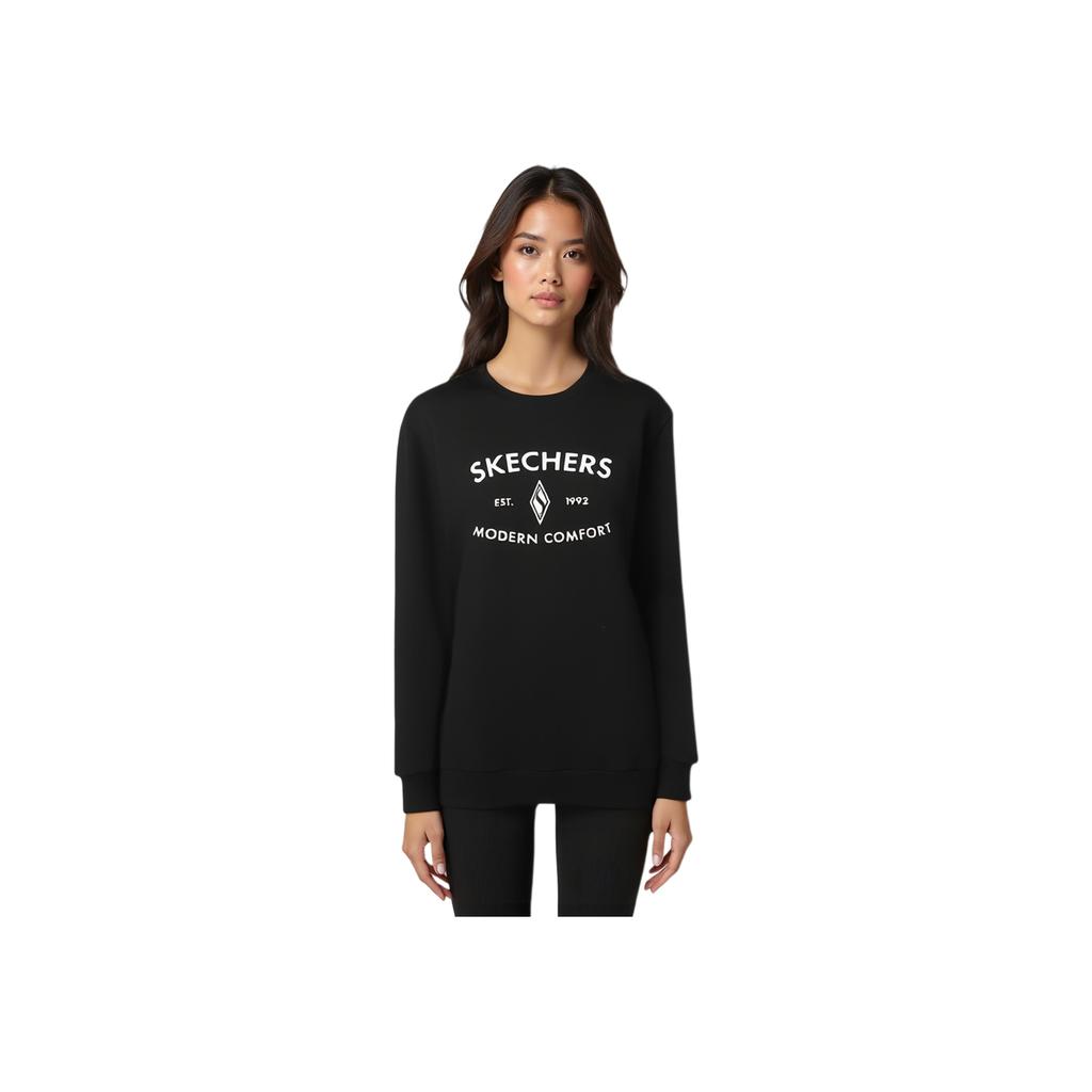 Skechers Yazan Series Round Neck Pullover Letter Long Sleeve Sweatshirt Unisex sweatshirt Carbon-Black L323U174-0018