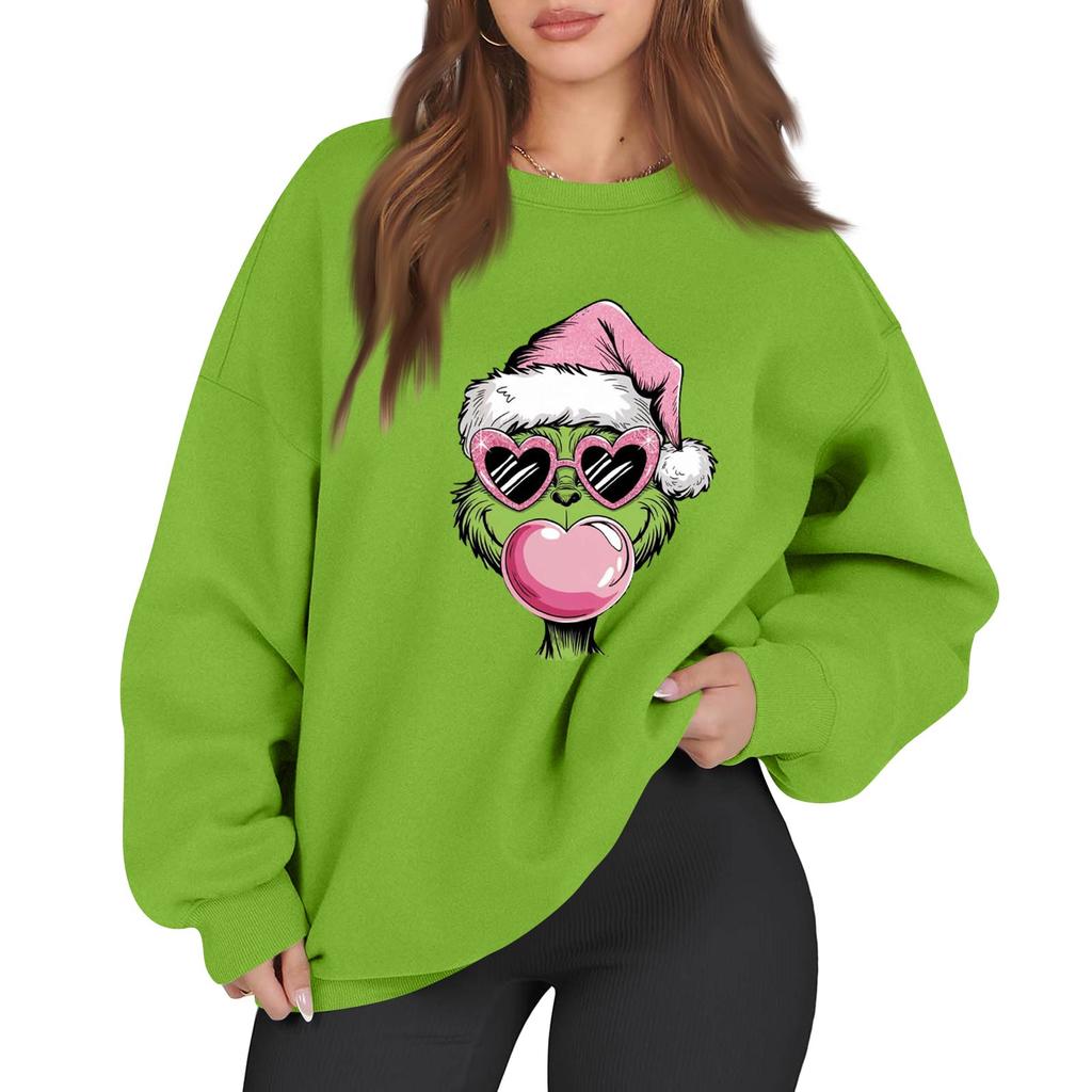 Women's Casual Fashion Long Sleeve Christmas Printed Round Neck Sweatshirt Top